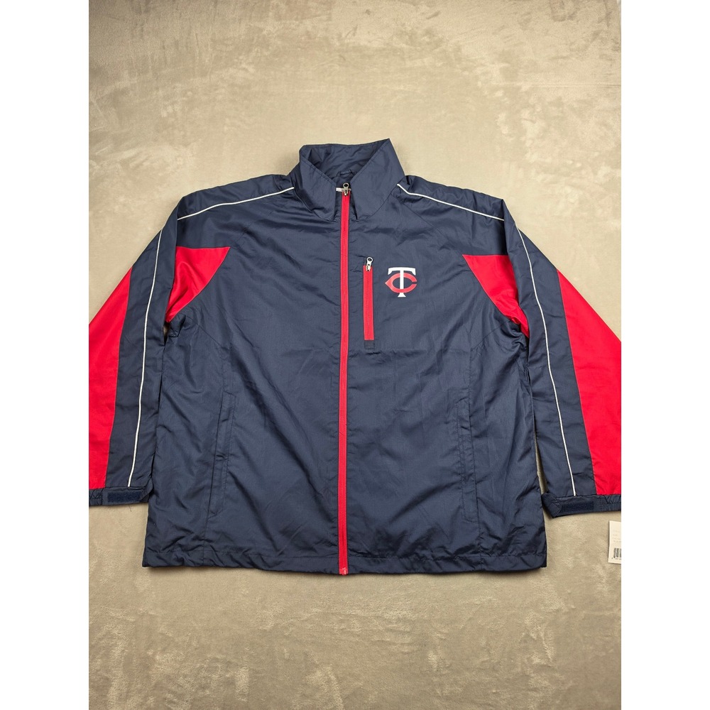 Minnesota Twins Full Zip Windbreaker Jacket Mens XXL Blue Red MLB Baseball